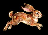 Decorative brown rabbit with floral patterns isolated on transparent background, ready for t-shirt design, clipart, stickers, sublimation and print-on-demand projects.