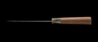 Leather working awl tool with wooden handle isolated on transparent background, ready for design use on t-shirts, clipart, stickers, and print-on-demand products.