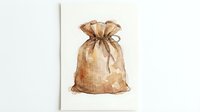 Burlap sack with drawstring closure isolated on white background, suitable for packaging design, gift wrapping, storage solutions, and commercial illustrations.