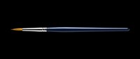 Angled paintbrush with golden bristles and navy blue handle, isolated on transparent background. Ready for design use on t-shirts, clipart, stickers, and print-on-demand products.