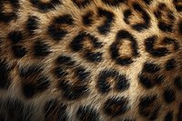 Close-up of natural leopard fur texture showing distinctive spotted pattern with golden brown and black markings for wildlife and fashion design projects.