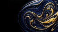 Swirling liquid marble texture with deep navy blue and gold metallic swirls creating an elegant abstract background for luxury design projects.