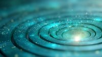 Turquoise spiral galaxy with glowing center and sparkling stars in cosmic space creating mesmerizing celestial vortex for astronomy and science fiction concepts.