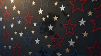 Patriotic stars pattern with red blue and gold colors on dark background. Festive design for Independence Day celebrations and national holidays.