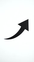 Black curved arrow pointing upward and right on white background isolated for business presentations and graphic design projects.