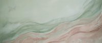 Abstract watercolor waves in soft green and pink tones creating flowing organic patterns for modern interior design and artistic projects.