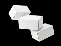 Blank white cardboard boxes isolated on transparent background, ready for packaging design, branding, and print-on-demand products. Perfect for e-commerce mockups and shipping templates.