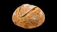 Rustic whole grain round bread loaf isolated on transparent background, ready for bakery clipart, food stickers, print on demand, T-shirt design, and sublimation use.