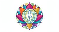 Colorful mandala with yoga meditation figure in lotus pose surrounded by vibrant geometric petals for wellness and spiritual design projects.