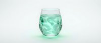 Glass of refreshing mint green water with ice cubes, isolated on white background, suitable for beverage, wellness, hydration and lifestyle design projects.