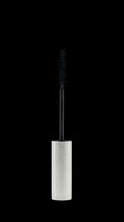 Mascara wand with silver tube isolated on transparent background, ready for beauty, cosmetic, makeup, t-shirt design, sticker, and print on demand use.