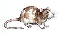 Isolated brown and white mouse or rat with detailed fur texture and long tail on transparent background, suitable for educational materials, clipart, and design projects.