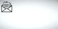 Email newsletter icon with document pages emerging from open envelope on clean white background for digital marketing and communication designs.
