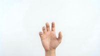 Open hand gesture reaching upward on white background isolated for design and communication concepts.