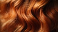 Luxurious wavy copper and caramel hair texture with natural shine and flowing curves creates elegant abstract background pattern for beauty and fashion designs.