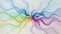 Flowing colorful smoke waves in rainbow spectrum creating dynamic abstract pattern on white background for modern design projects.