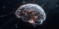 Digital brain with glowing neural networks and electrical connections on dark background for artificial intelligence and neuroscience concepts.