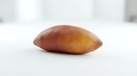 Ripe mango with golden-red skin isolated on white background, suitable for food photography, culinary content, and grocery retail marketing.
