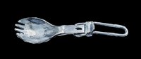 Camping spork with fork and spoon combined, isolated on transparent background, ready for outdoor gear designs, t-shirts, clipart and print-on-demand products.
