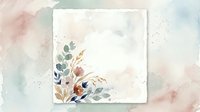 Watercolor botanical frame with muted sage, blush, and gold leaf accents on white square canvas. Soft, artistic design for wedding invitations, greeting cards, and stationery projects.