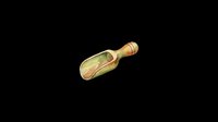 Watercolor wooden scoop with green powder, isolated on transparent background, ready for stickers, print on demand, sublimation, and T-shirt design use.