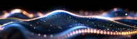 Abstract digital wave of glowing particles on black background, futuristic technology concept for data visualization and network connections.