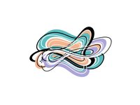 Abstract flowing ribbons in pastel colors creating dynamic swirls and curves on white background for modern graphic design and creative projects.