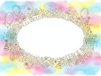 Festive birthday party frame with balloons, gifts and decorations on colorful watercolor background. Celebration border design for invitations and cards.