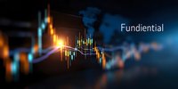 Glowing candlestick chart with financial data visualization on dark background showing market trends and trading analysis for investment decisions.