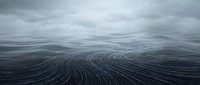 Digital ocean waves with flowing data streams and binary code patterns creating futuristic seascape for technology and cyber security concepts.