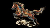 Ornate horse in decorative saddle and bridle, isolated on transparent background. Ready for t-shirt design, clipart, stickers, sublimation, print-on-demand products and digital crafts.
