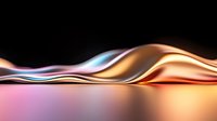 Luxurious smooth metallic waves with iridescent copper and rose gold gradients flow against black background creating elegant abstract landscape composition.