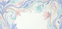 Elegant watercolor floral border with swirling ornamental elements in soft pastel colors creating decorative frame for wedding invitations and stationery.