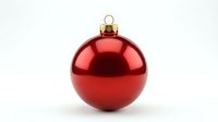 Red Christmas ornament ball with golden cap isolated on white background for holiday decorations and festive design projects.