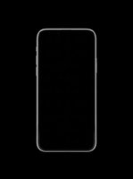 Modern smartphone with blank black screen, isolated on transparent background, ready for app mockups, UI design, tech presentations, marketing materials, and digital product displays.