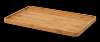 Wooden serving tray with rounded corners, isolated on transparent background. Ready for design use on product mockups, kitchen decor, home goods catalogs, e-commerce, print-on-demand, and digital design projects.