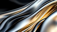 Luxurious silver and gold metallic waves create elegant abstract background with smooth flowing curves and dynamic movement. Modern design for luxury branding.
