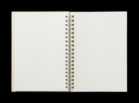 Open spiral notebook with blank white pages, isolated on transparent background. Ready for stickers, clipart, t-shirt design, print on demand, and sublimation use.