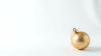 Single gold ornament ball with metallic finish and hanging loop on white background, suitable for holiday, Christmas, and seasonal decoration projects.