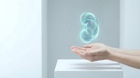 Female hands presenting glowing holographic kidney organs in modern medical environment for healthcare technology and nephrology education concepts.