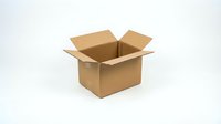 Open brown cardboard shipping box isolated on white background for packaging, moving, delivery and storage applications.