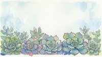 Watercolor succulent border with pastel green and purple plants on soft textured background for botanical designs and natural decorative projects.