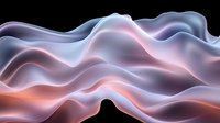 Ethereal waves in soft pastel colors flow across dark background creating abstract fluid motion pattern. Gentle curves blend blue, pink and coral tones seamlessly.