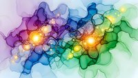 Abstract watercolor background with flowing organic shapes in rainbow spectrum colors blending seamlessly for creative design projects and artistic compositions.