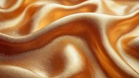 Luxurious golden silk fabric with flowing waves and smooth texture creates elegant backdrop for fashion and beauty projects.