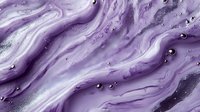 Purple and white marble swirls with liquid texture and shiny droplets create flowing abstract pattern. Luxurious background for elegant design projects.