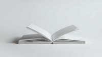 Open blank book with white pages on light background, isolated and ready for design use in publishing, education, or creative projects.