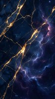 Cosmic marble texture with golden veins against deep blue nebula background. Luxury stone pattern with celestial space elements for premium design projects.