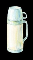 Vintage thermos flask with removable cup top, isolated on transparent background. Ready for t-shirt designs, clipart, stickers, print-on-demand products, and sublimation projects.