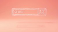 Minimalist search bar interface with magnifying glass icon on soft coral pink gradient background for web design and user interface applications.